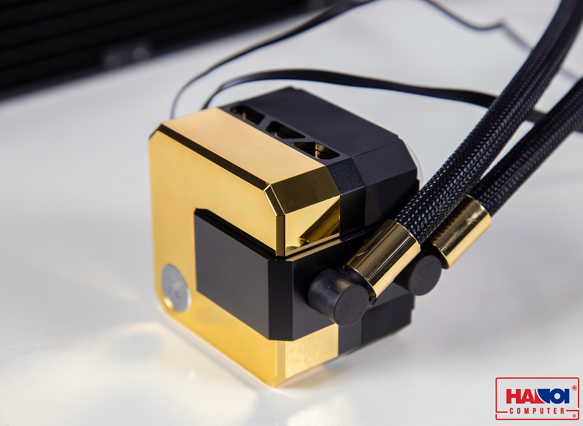 EK-AIO Elite Aurum 360 D-RGB các đầu nối của ống dẫn đều được làm từ kim loại mạ vàng